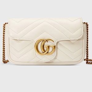 GUCCI: GG MARMONT MINI LEATHER BAG, WHITE